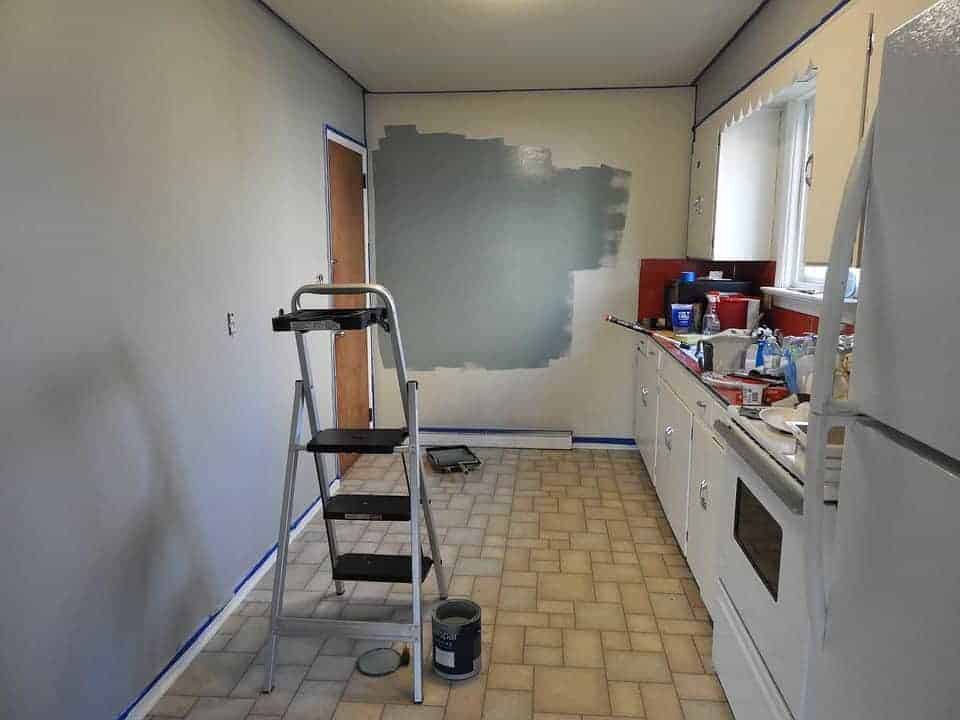 Alley style kitchen getting new paint