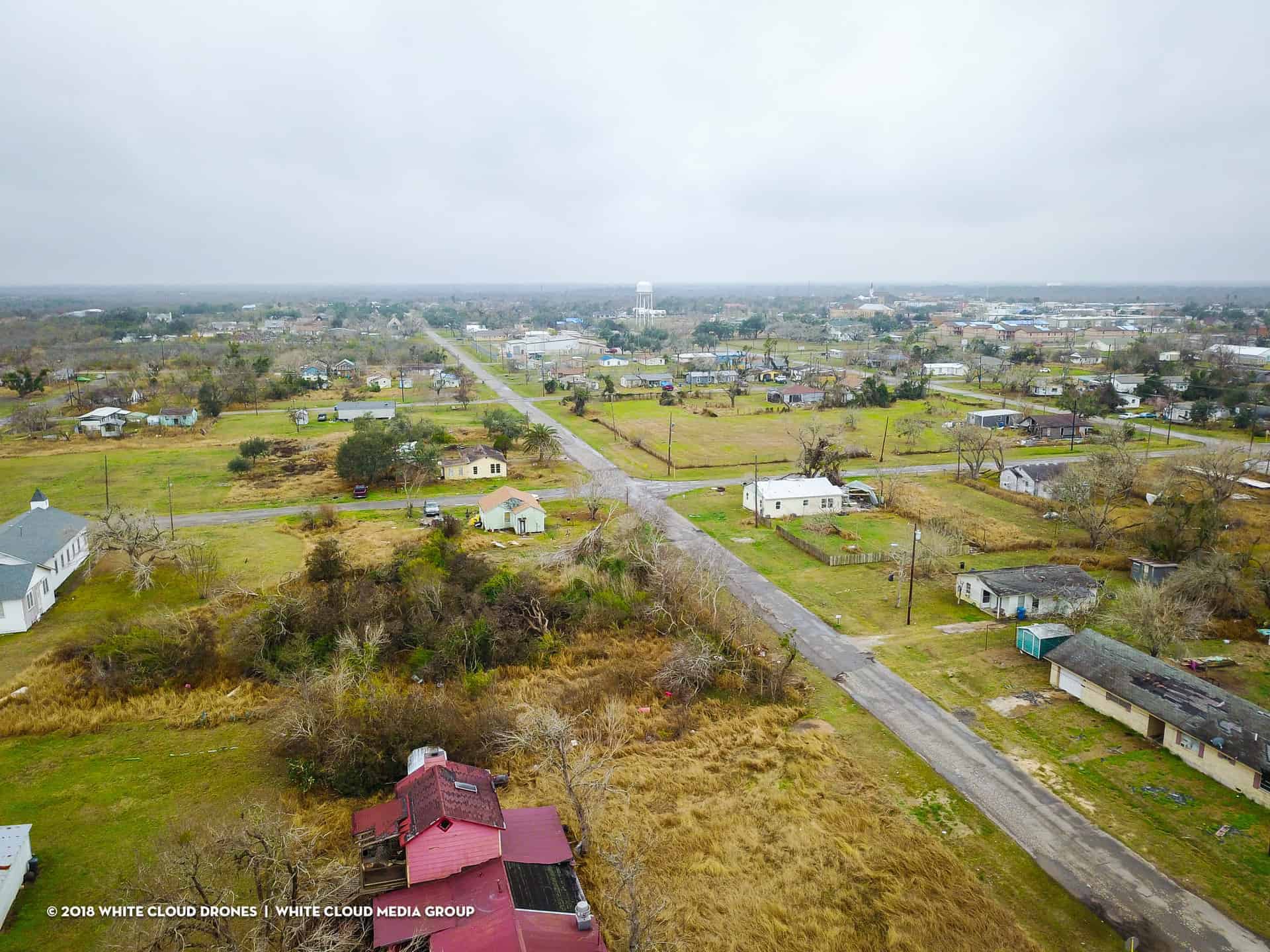Arial View of homes damaged by Hurricane Katrina