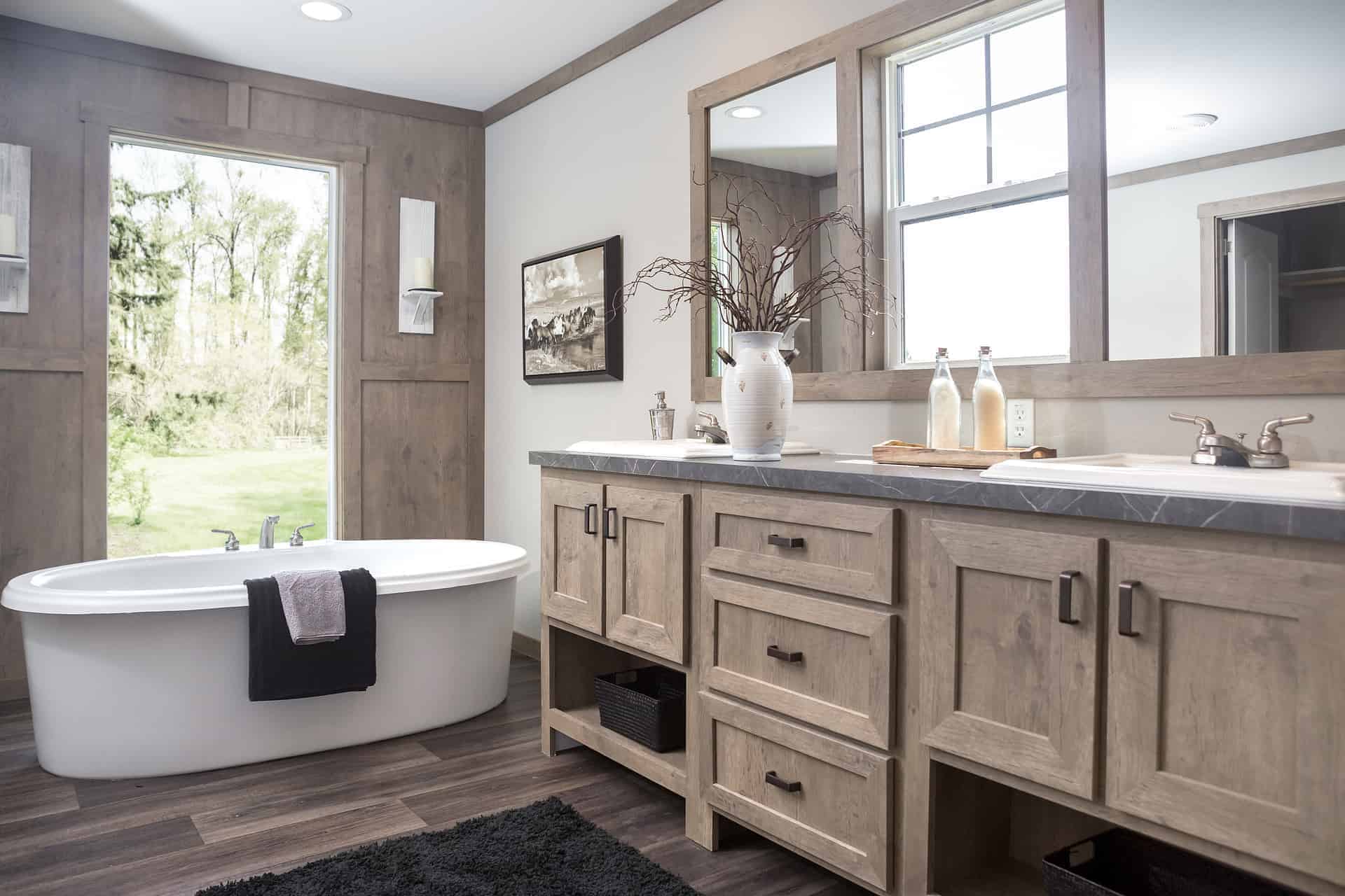 Clayton Amelia Manufactured Home master bathroom sinks and tub side view