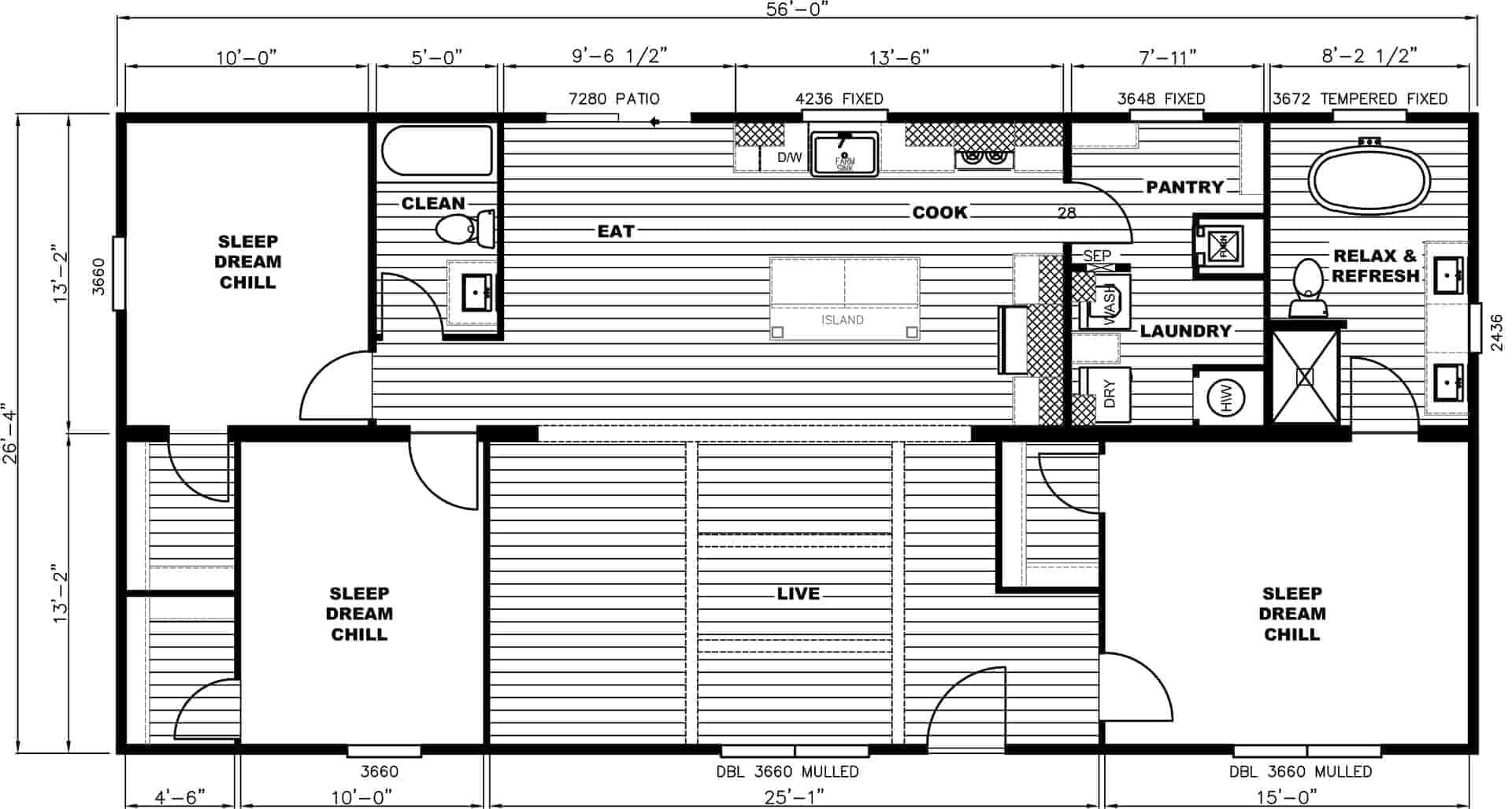Floorplan for doublewide mobile home "The Aimee"