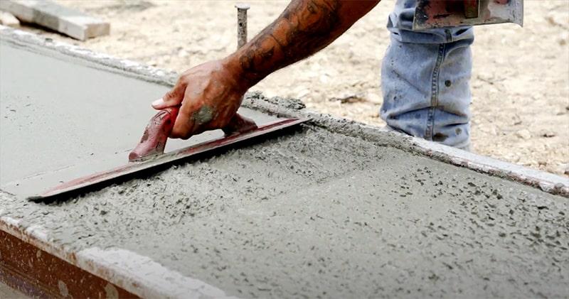 Concrete leveling close up on concrete runners for a mobile home