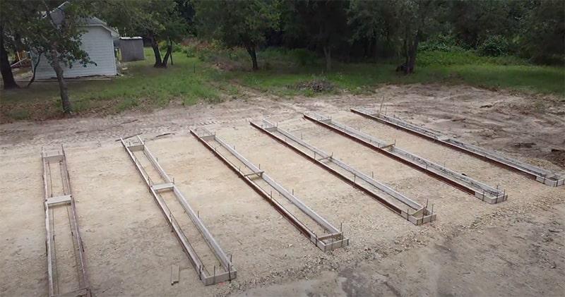 Concrete runner forms waiting for concrete to be poured