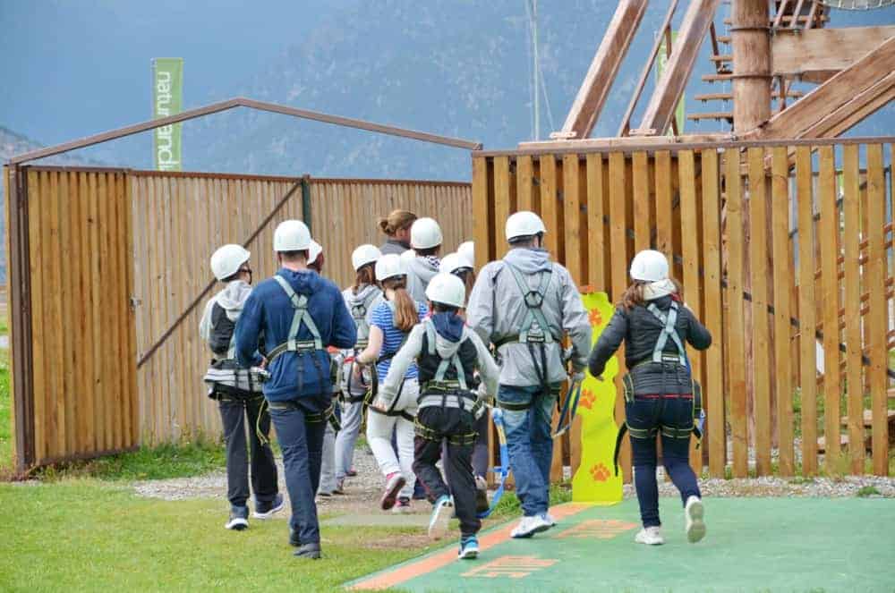 Group going out on a ropes course