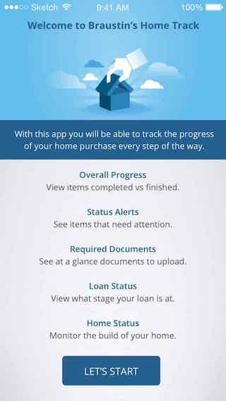Braustin Mobile Home app screen shot - welcome page