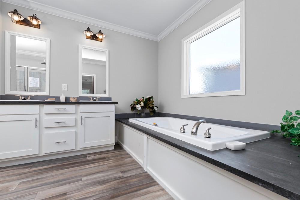 Schult mobile home model Savannah primary bathroom view 1