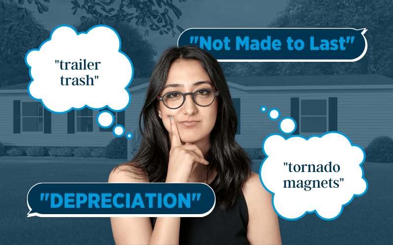 woman thinking about manufactured home myths
